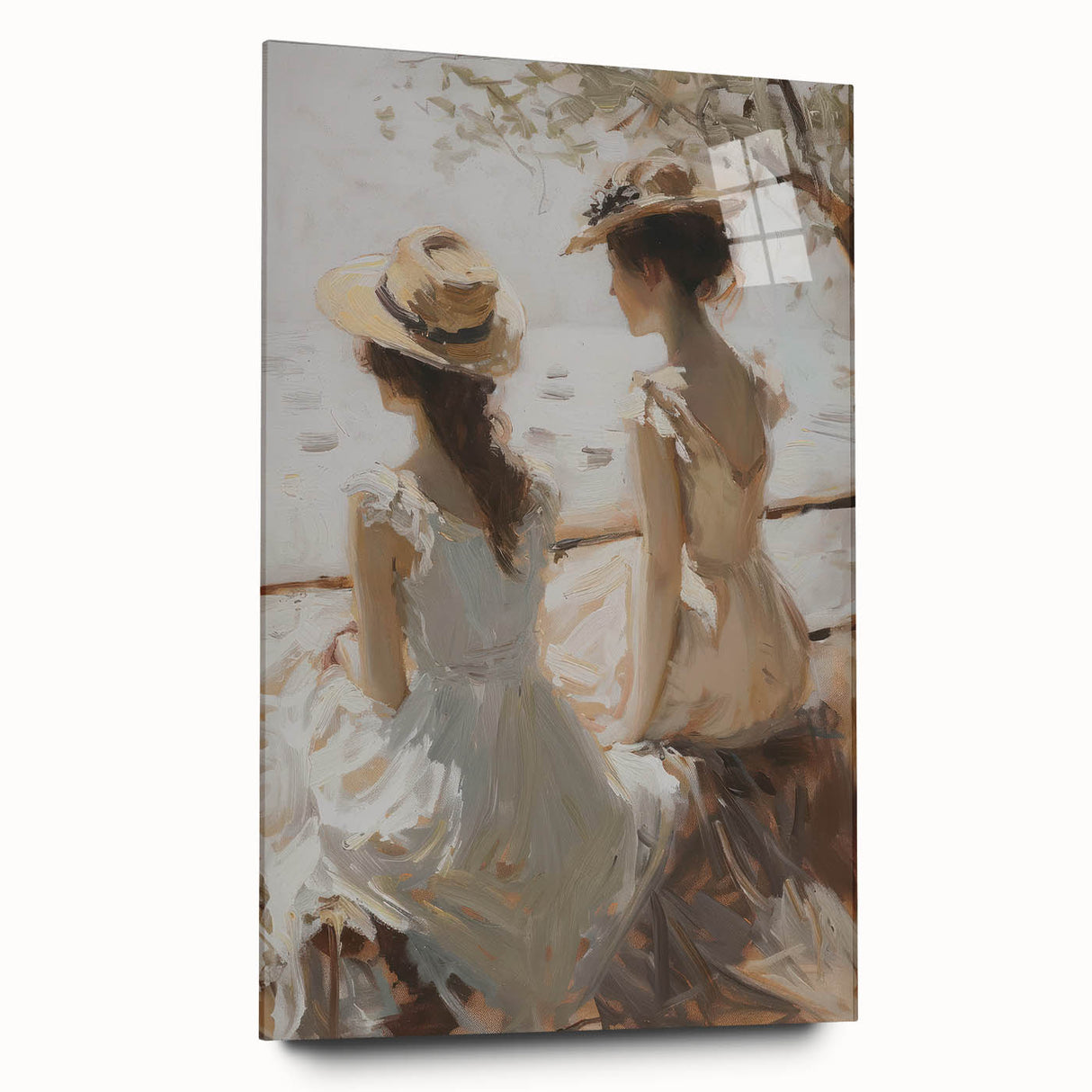 Abstract figurative acrylic art piece in vibrant colors, showcasing a side view design with fluid shapes and patterns, perfect for modern decor.