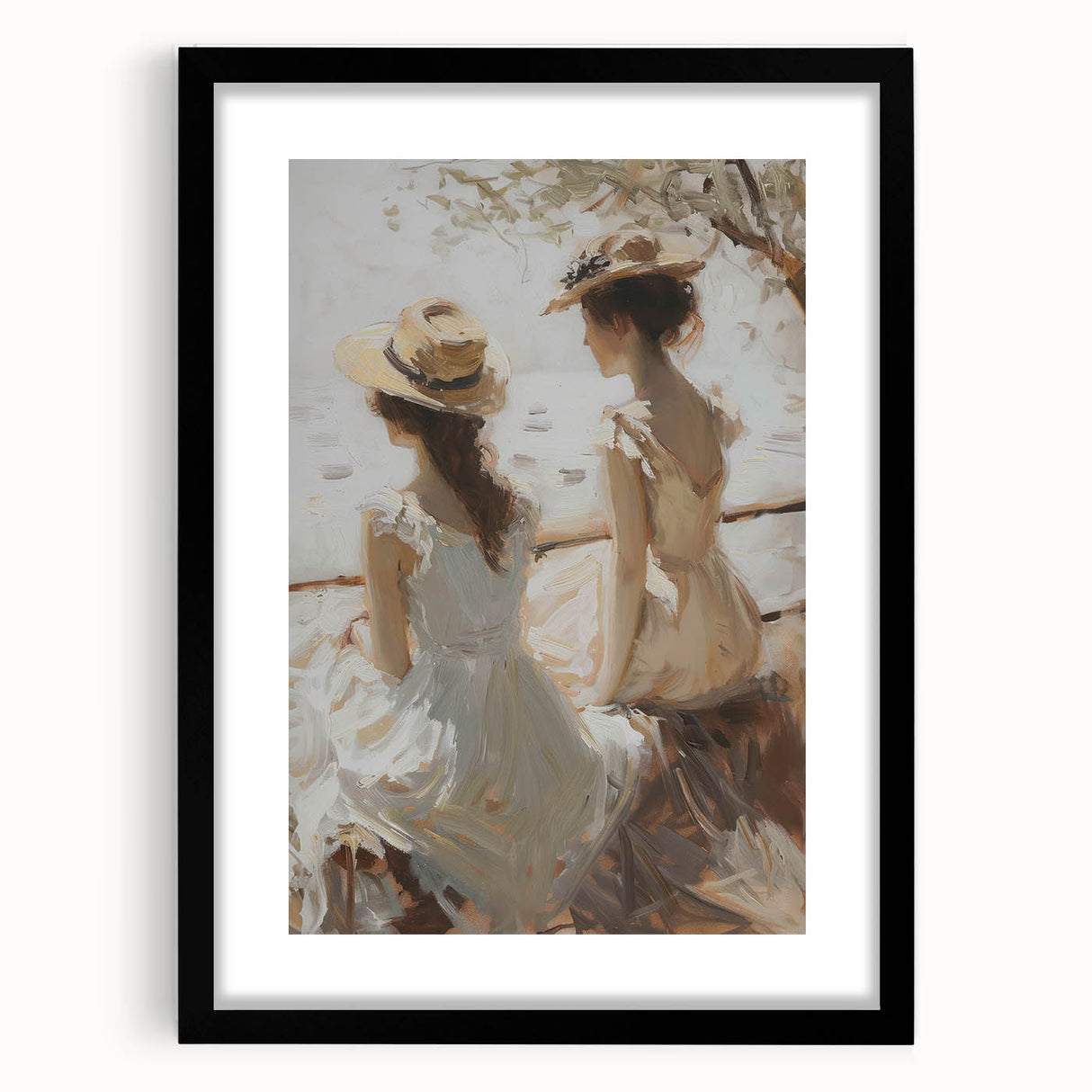 Abstract figurative art frame in black with a mat, showcasing a modern design ideal for contemporary home decor. Perfect for adding sophistication to living spaces.
