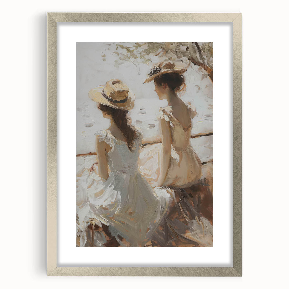 Abstract figurative frame with a silver mat, showcasing a modern art piece. The frame features a sleek design, ideal for enhancing contemporary interiors.