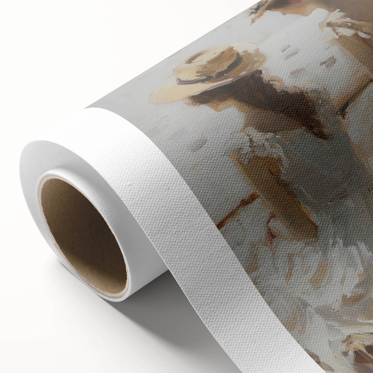 Abstract figurative art on rolled canvas showcasing vibrant colors and dynamic shapes, perfect for modern home decor. Packaged securely in a sturdy tube for easy shipping.