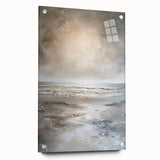 Abstract landscape wall art displayed in acrylic glass, showcasing vibrant colors and intricate patterns, mounted with decorative pins for a modern aesthetic.