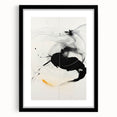 Abstract minimalist wall art featuring geometric shapes in muted tones, framed with a black matte finish, perfect for modern interior decor or art enthusiasts.