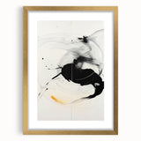 Abstract minimalist wall art framed in gold, featuring soft pastel colors and geometric shapes, perfect for modern home decor or office spaces.