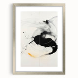 Abstract minimalist wall art framed in silver, showcasing soft colors and geometric shapes, perfect for modern home decor. Ideal for enhancing contemporary interiors.