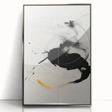 Framed abstract minimalist wall art in silver acrylic, showcasing geometric shapes and soft colors, ideal for modern interior decor.