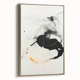 Framed abstract minimalist wall art showcasing a gold design, side view highlighting the sleek edges and texture, perfect for modern home decor.