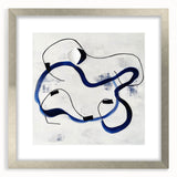 Abstract Fluid Canvas Art – Royal Blue & Black Line Composition