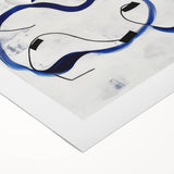 Abstract Fluid Canvas Art – Royal Blue & Black Line Composition