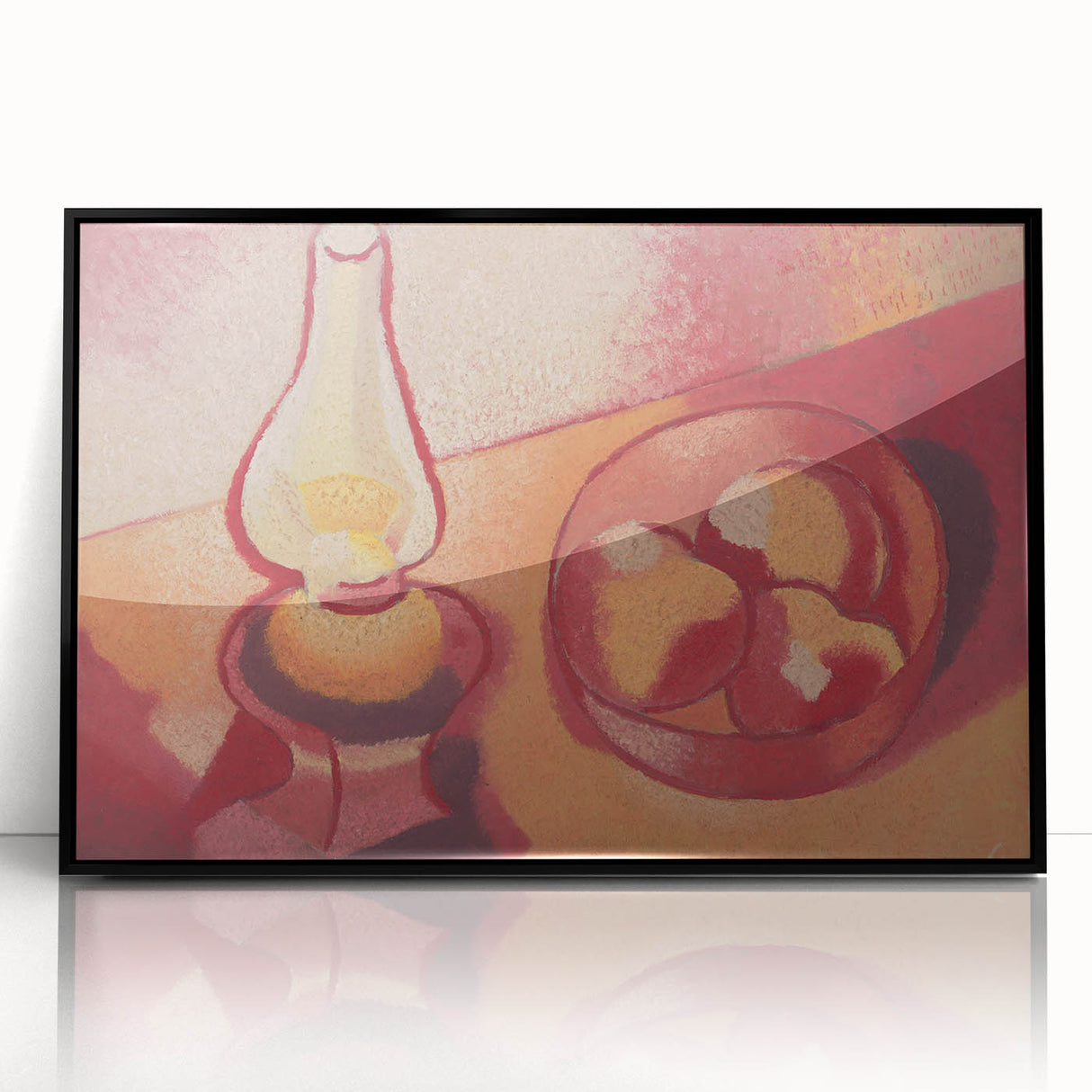 Still Life with Lamp - Warm Modern Wall Art in Red and Orange Tones