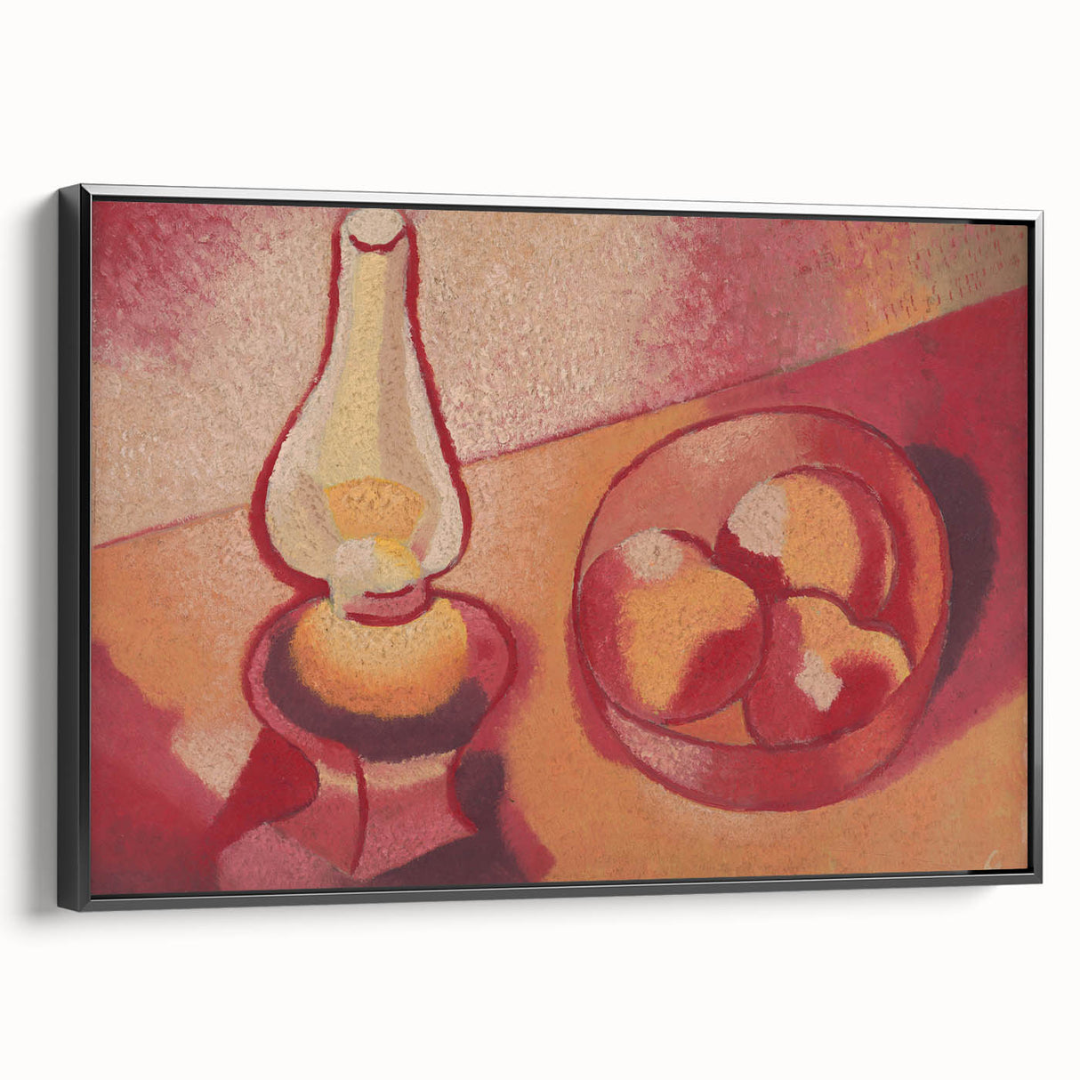 Still Life with Lamp - Warm Modern Wall Art in Red and Orange Tones