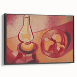 Still Life with Lamp - Warm Modern Wall Art in Red and Orange Tones