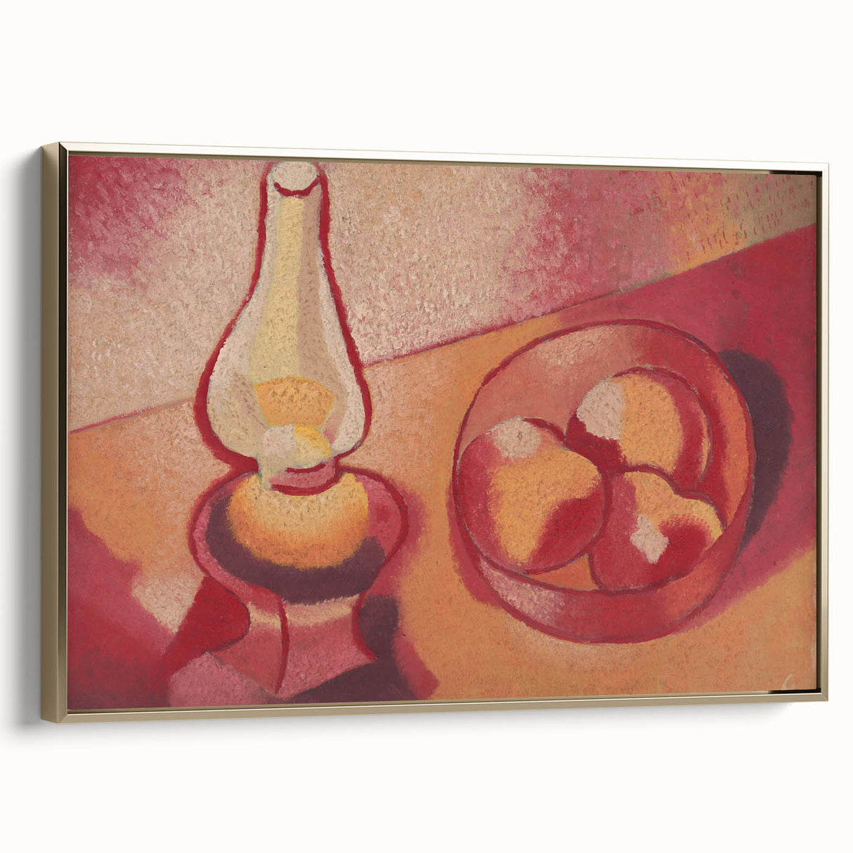 Still Life with Lamp - Warm Modern Wall Art in Red and Orange Tones