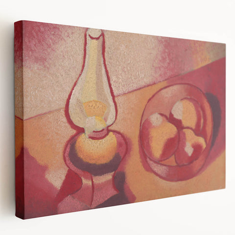 Still Life with Lamp - Warm Modern Wall Art in Red and Orange Tones