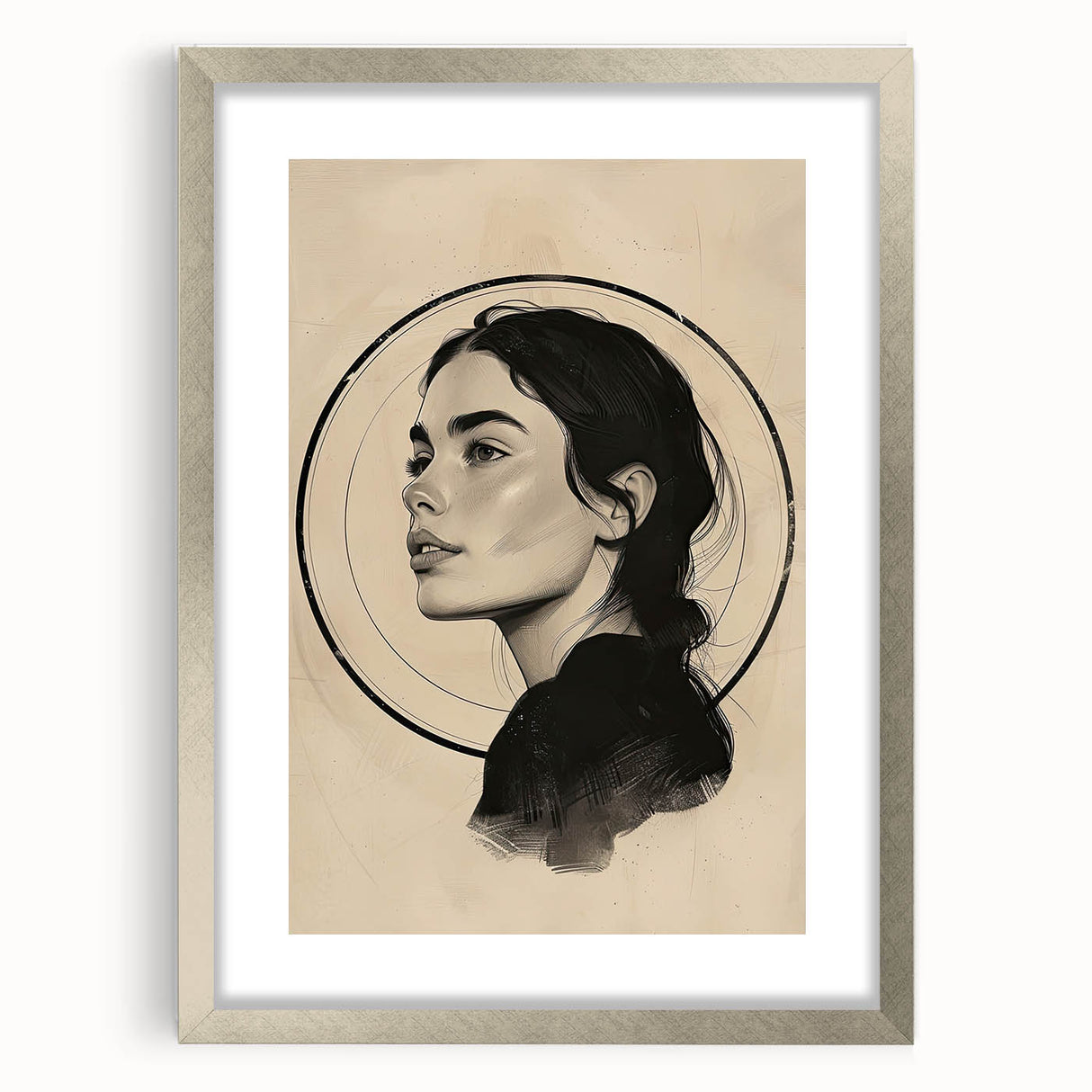 Contemporary Dining Art Pieces – Elegant Black and Beige Portrait