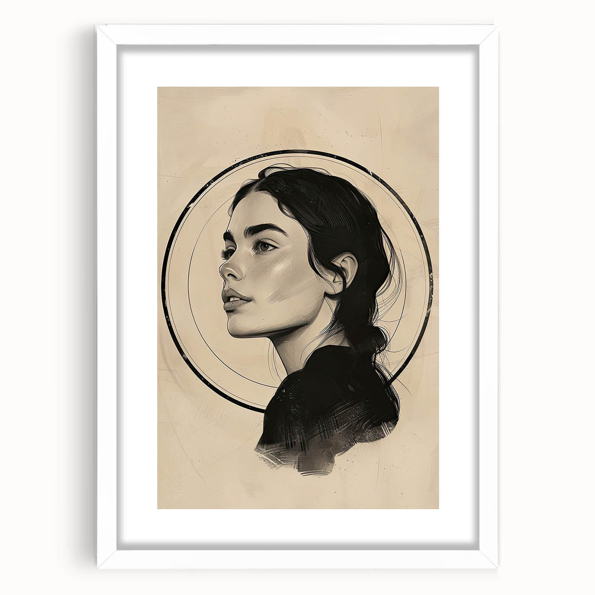 Contemporary Dining Art Pieces – Elegant Black and Beige Portrait