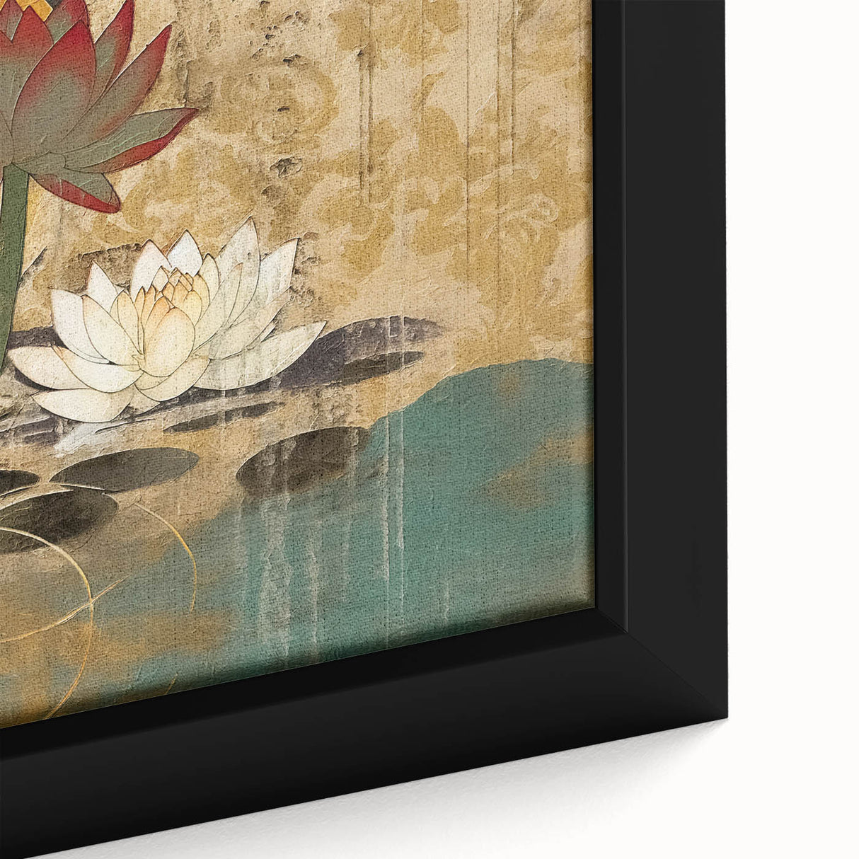 Serene Lotus Living Room Wall Art - Modern Canvas & Framed Print