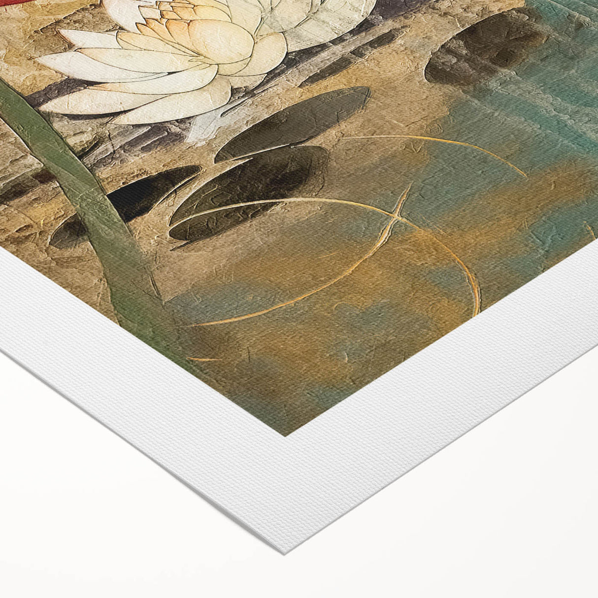 Serene Lotus Living Room Wall Art - Modern Canvas & Framed Print