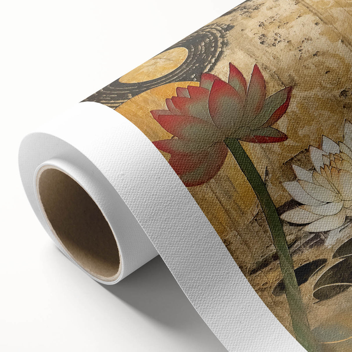 Serene Lotus Living Room Wall Art - Modern Canvas & Framed Print