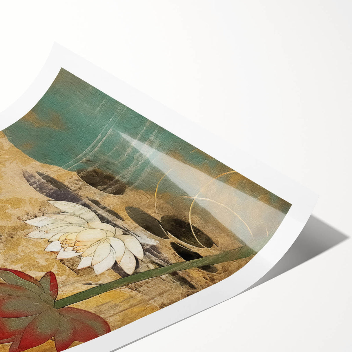 Serene Lotus Living Room Wall Art - Modern Canvas & Framed Print