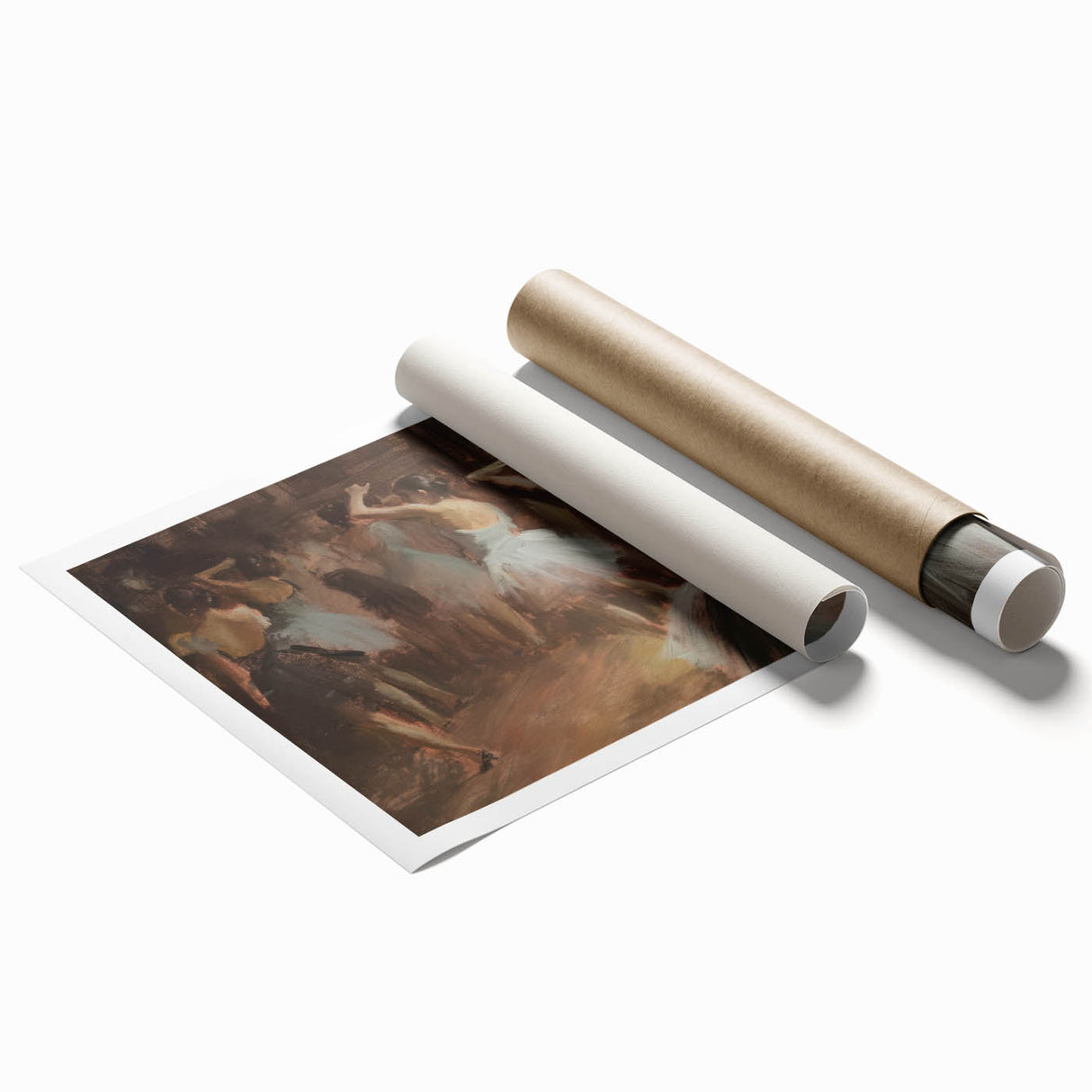 Abstract figurative rolled print showcasing vibrant colors and dynamic shapes, designed for modern decor. Perfect for enhancing contemporary living spaces.
