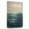 Abstract landscape wall art in a sleek acrylic glass frame, showcasing vibrant colors and intricate details, displayed side view with mounting pins for easy installation. Perfect for modern home decor.