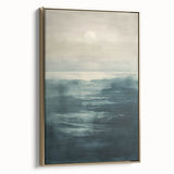 Framed abstract landscape wall art with gold accents showcasing a serene mountain scene, perfect for modern home decor. Ideal for adding elegance to living spaces.