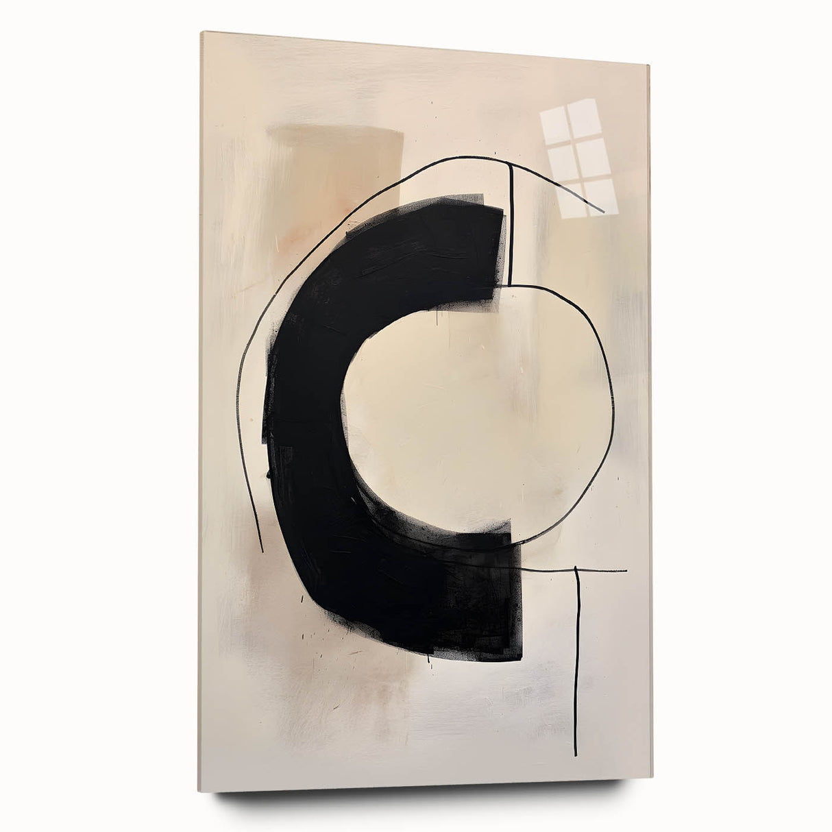 Abstract minimalist wall art design displayed in a side view, showcasing vibrant colors and smooth acrylic glass finish, perfect for modern decor.