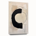 Abstract minimalist wall art design featuring swirling blue and white patterns on acrylic glass, perfect for modern decor and enhancing interior spaces.