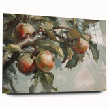 Large abstract wall art featuring an array of fruits in vibrant colors on acrylic glass.