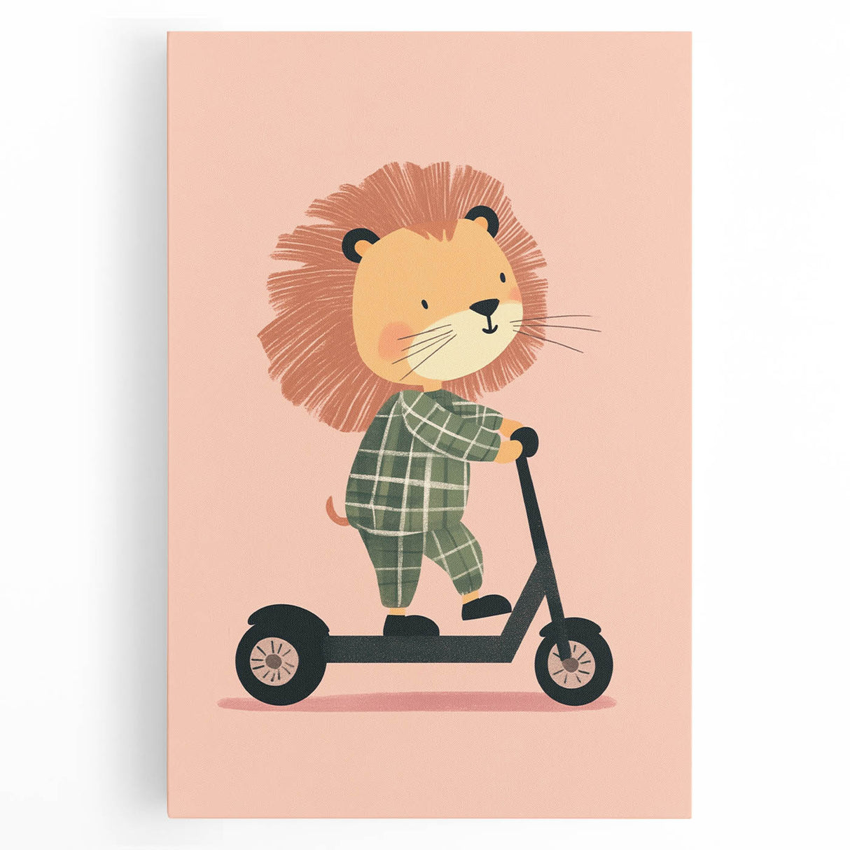 Scooter Riding Lion Nursery Art for Kids - Playroom Wall Art