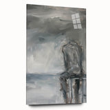 Abstract acrylic artwork showcasing a colorful figurative design, viewed from the side, featuring vibrant hues and fluid shapes, ideal for modern home decor.