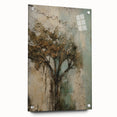 Side view of an acrylic glass artwork displaying abstract floral designs in vibrant colors, mounted with pins for a sleek presentation, ideal for modern decor.