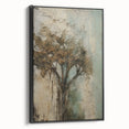 Framed canvas artwork showcasing an abstract floral design with vibrant colors on a black background, viewed from the side to highlight its depth and texture.