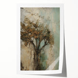 Abstract floral design rolled print showcasing vibrant colors of pink, blue, and green with intricate details and textures, perfect for home decor and artistic settings.