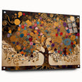 Abstract landscape wall art piece displayed in a side view, showcasing vibrant colors and unique textures against an acrylic glass backdrop, accented with pins for secure mounting. Ideal for modern home decor, this artwork adds a touch of elegance and creativity to any space.