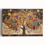 Abstract landscape wall art on stretched canvas, showcasing vibrant colors and fluid shapes, ideal for modern home decor and artistic interiors.