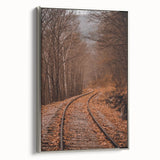 Framed canvas featuring a vintage-style landscape art painting with colorful autumn trees and a black background.