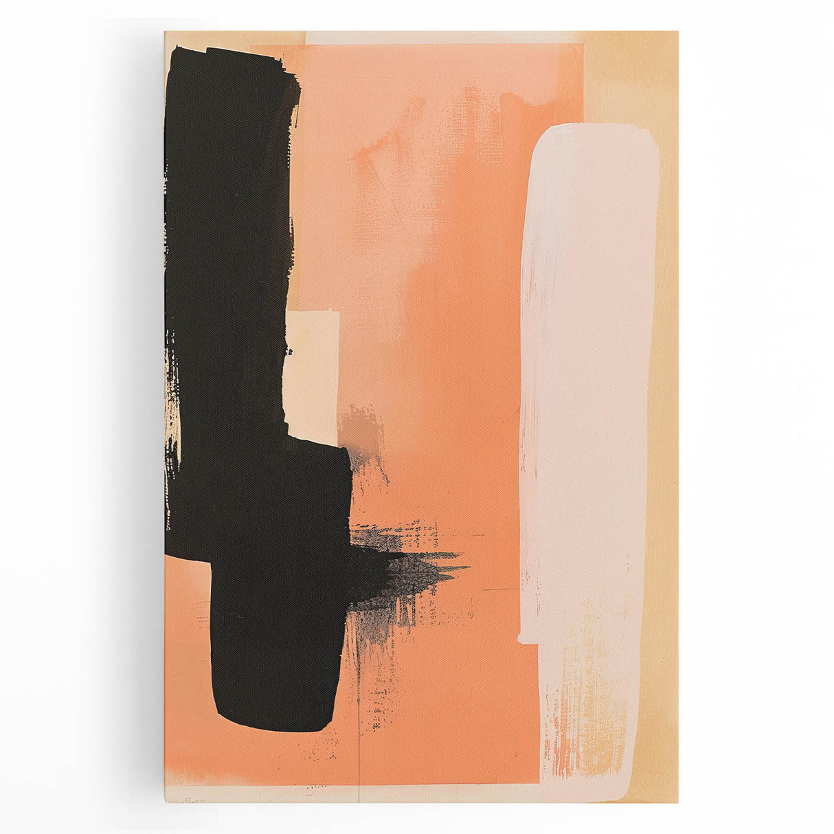 Acrylic Dining Room Artwork – Bold Black and Peach Abstract