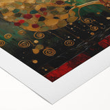 Abstract landscape wall art on rolled canvas, showcasing vibrant colors and fluid shapes, perfect for modern home decor, packaged securely in a protective tube.