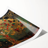 Abstract landscape wall art print showcasing vibrant colors and geometric shapes, rolled and ready for framing, ideal for modern home decor.