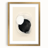 Abstract minimalist wall art framed with a gold mat, showcasing a modern design that enhances contemporary decor, perfect for living spaces and offices.