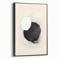 Abstract minimalist wall art framed in black, showcasing a striking design with geometric shapes and subtle color variations, ideal for modern home decor.