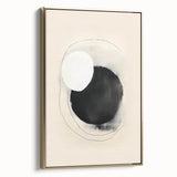 Framed abstract minimalist wall art with a gold accent, showcasing a contemporary design that adds elegance to any space, viewed from the side. Ideal for modern home decor.