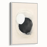 Framed minimalist abstract wall art in white, showcasing a sleek design with subtle texture and clean lines, ideal for modern decor settings.