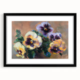 Abstract floral artwork framed in black with a mat, showcasing vibrant colors and intricate designs, perfect for modern home decor or gallery display.