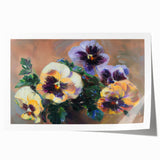 Abstract floral design rolled print featuring vibrant colors of pink, blue, and yellow; perfect for home decor or art enthusiasts, packaged securely in a tube.
