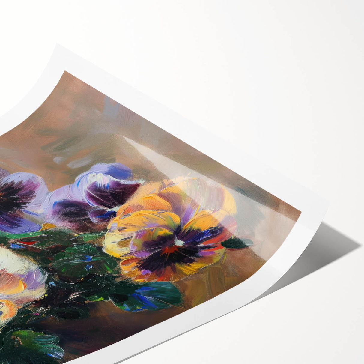 Vibrant abstract floral rolled print showcasing bold colors and intricate designs, elegantly packaged in a protective cardboard tube for easy display.
