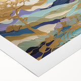 Abstract landscape wall art on rolled canvas showcasing vibrant colors and intricate textures, designed to enhance modern home decor, elegantly packaged for protection.