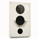 Abstract minimalist wall art piece displayed from a side view, showcasing vibrant colors and a sleek acrylic glass finish, secured with decorative pins for modern decor.