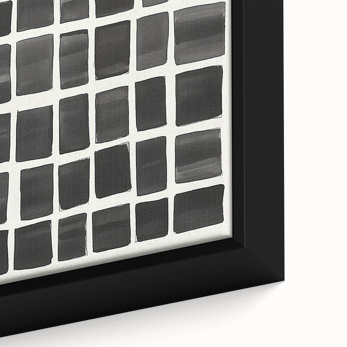 Modern Abstract Wall Art – Black Grid of Textured Minimal Squares